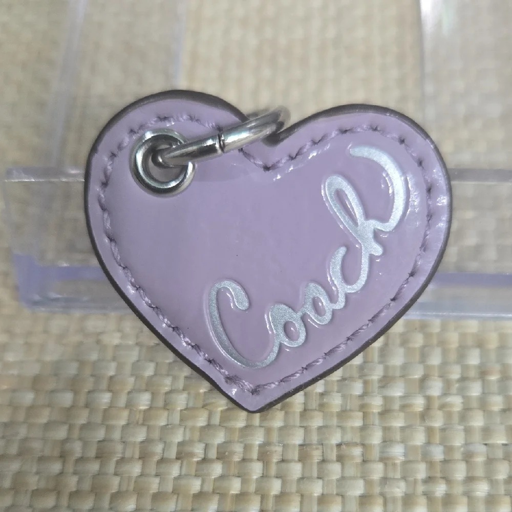 Coach Lavender Heart Leather Charm with Silver Script - Picture 2 of 3